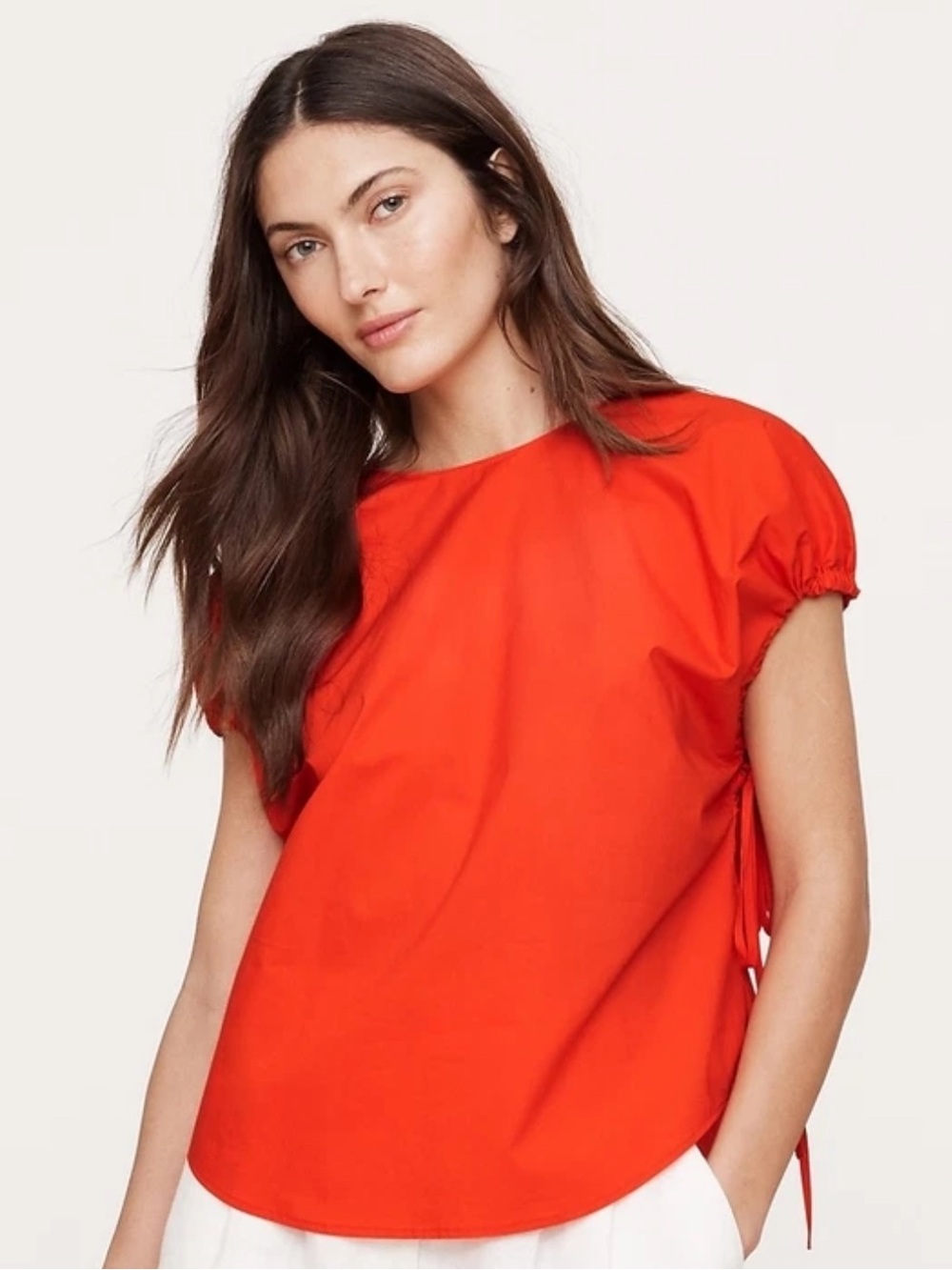 Banana Republic Orange Short-Sleeve Tie-Side Blouse Medium